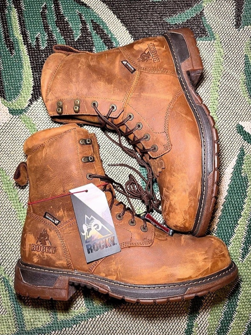 Rocky Orig Ride FLX Brown Leather Men's Composite Toe  Boots Sz-12 NWT MSRP-$195